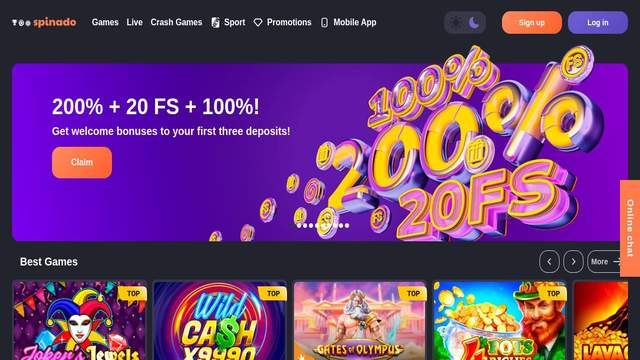 Spinado casino screenshot